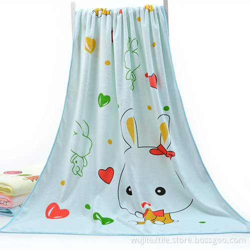 Microfiber Microfiber Children's Beach Towel Bath Towel with Bunny Printing